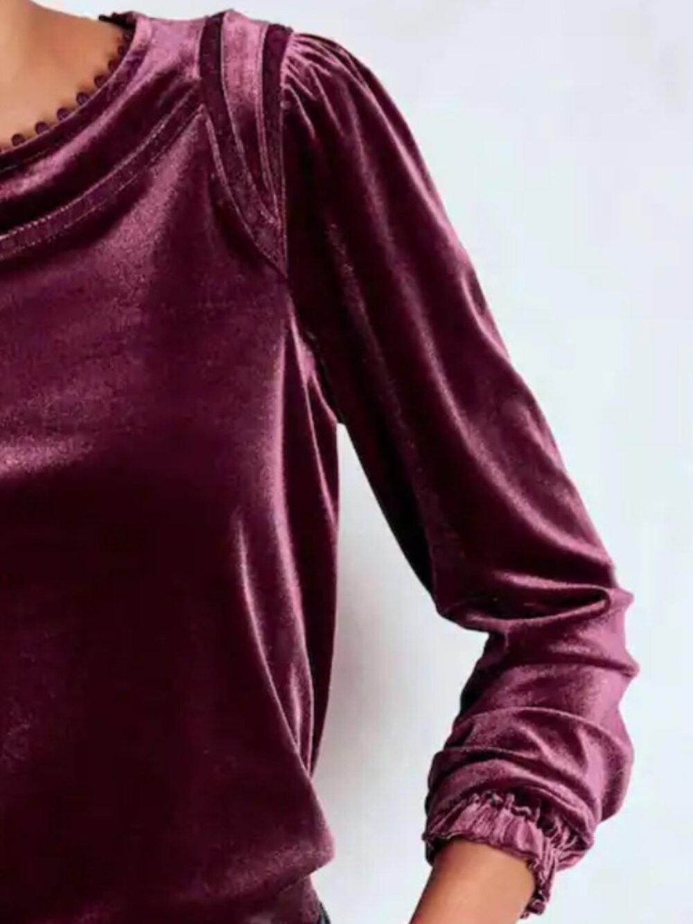 Boden Purple Mila Velvet Long Sleeve Top Purple/Plum size 6 - Picture 16 of 16